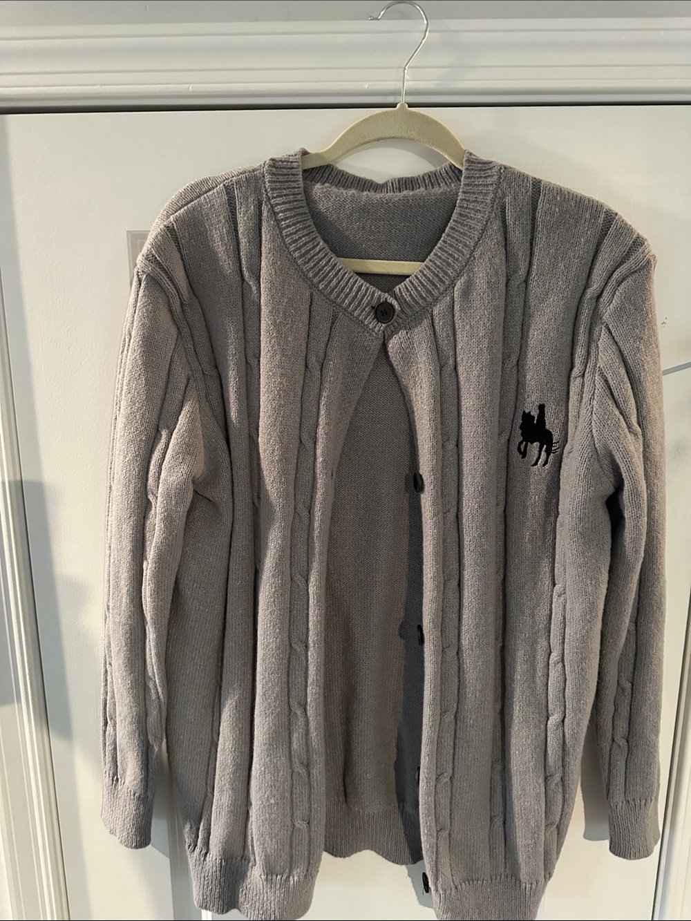 SHEIN Light Gray Cable Knit Button-Front Cardigan